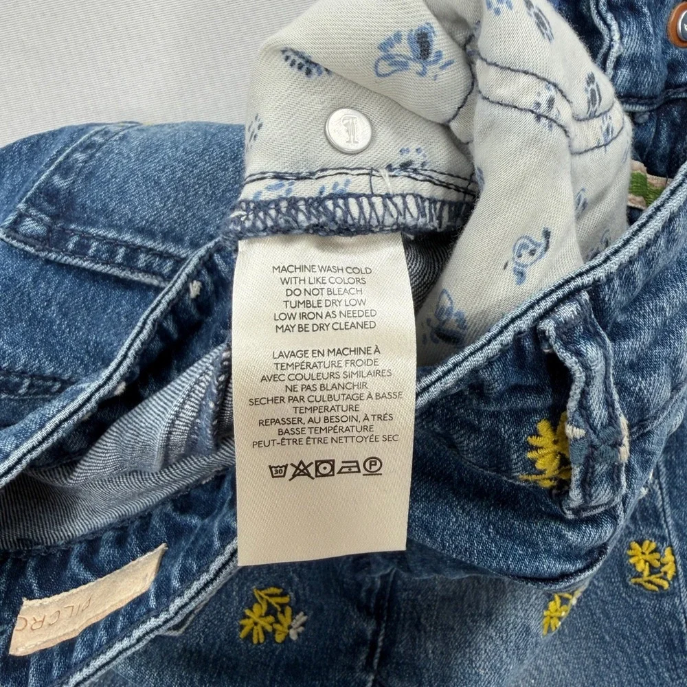 Pilcro Jeans The Icon Floral Embroidery Paint Splatter Blue Womens 25